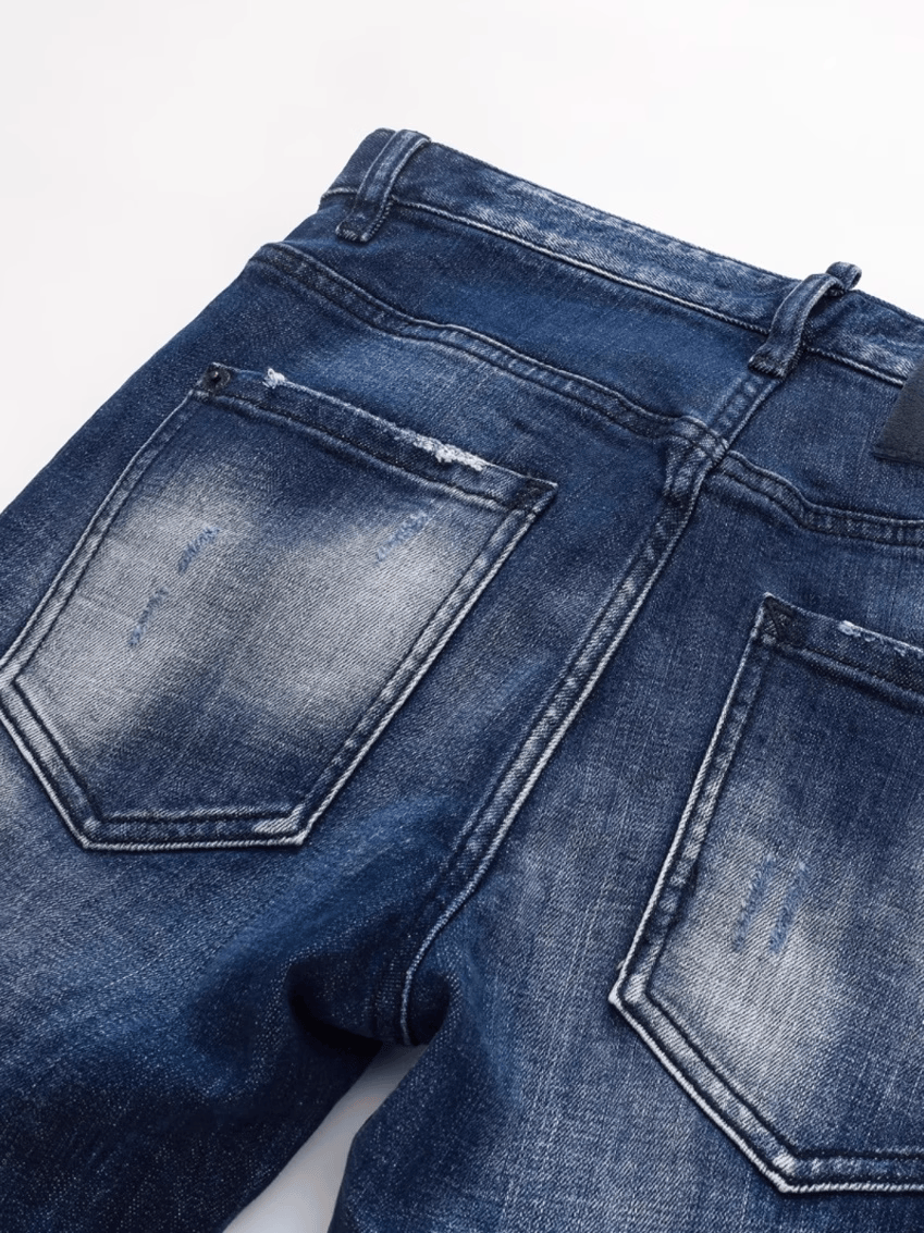 Washed Blue White Classic Jeans