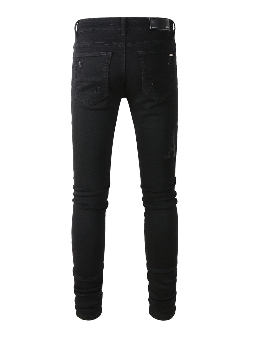 Black Writing Ripped Patch Jeans