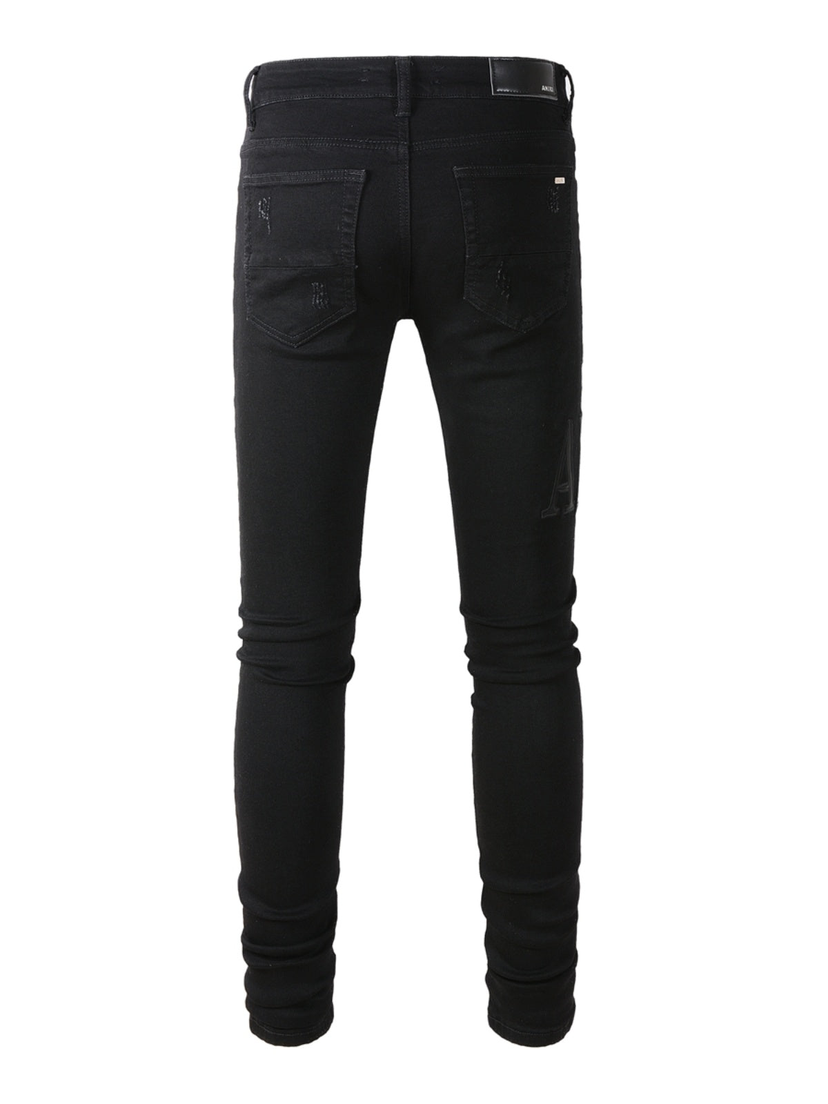 Black Writing Ripped Patch Jeans